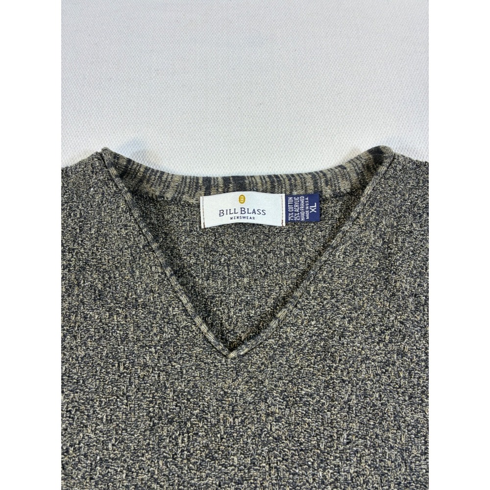 Vintage Bill Blass Menswear V-Neck Sweater XL Marled Green Grey Made in USA‎ 90s - Picture 3 of 6